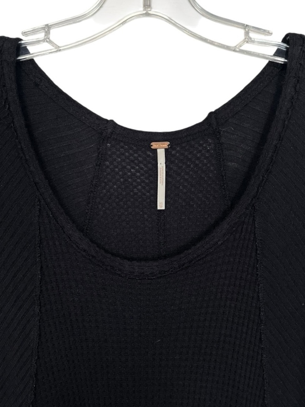 Free People | Black Ventura Waffle Thermal‎ Top XS - Picture 6 of 9